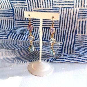 New 3 color crystal with sterling silver hanging earring